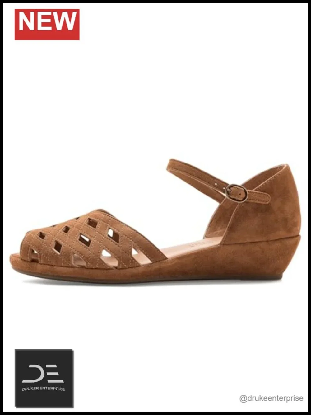 Women's Suede Peep Toe Wedge Sandals Slip-Resistant Comfort